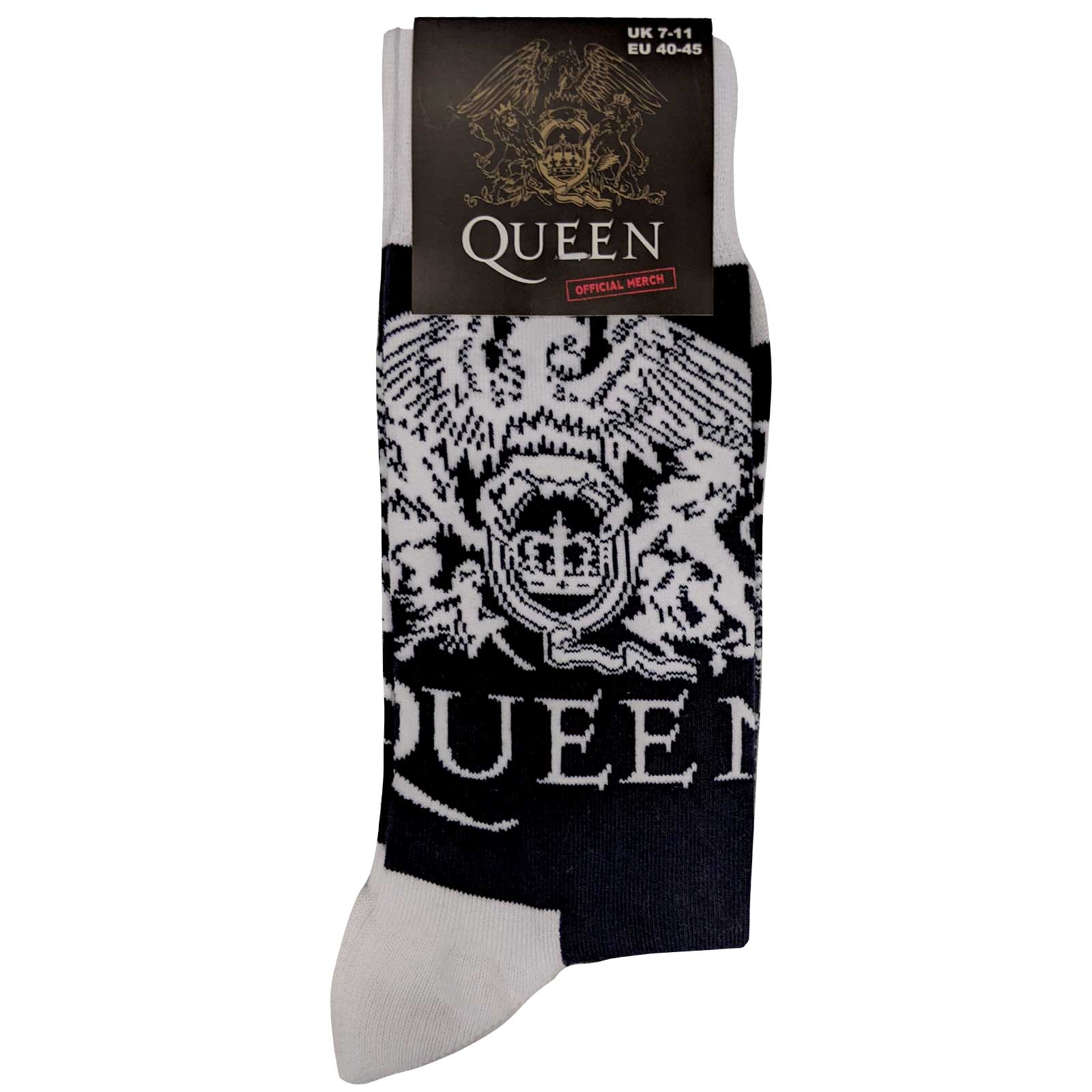 Queen Chaussettes unisexes – Écusson blanc (taille UK 7-11)