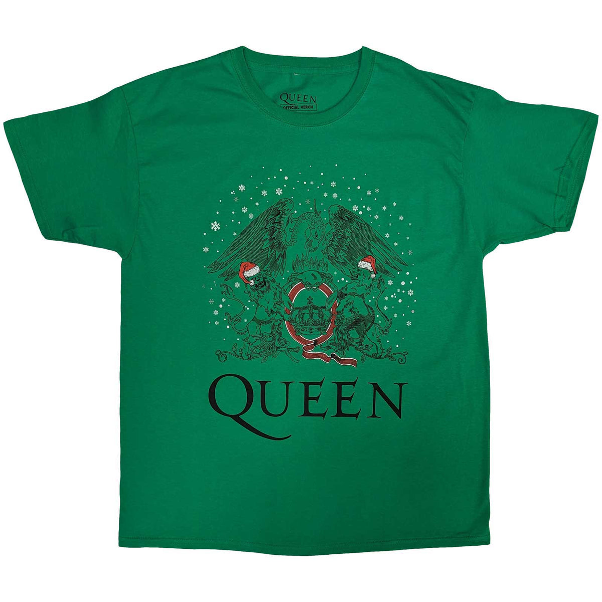 Queen T-Shirt -Christmas Holiday Crest - Green Official Licensed Design