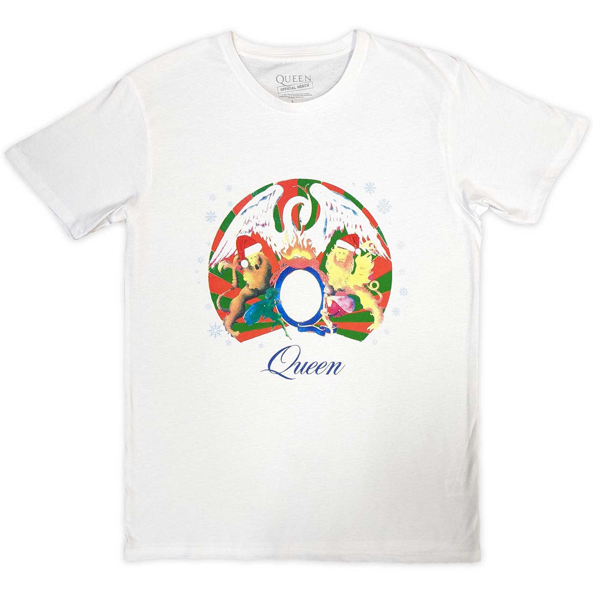 Queen T-Shirt -Christmas Snowflake Crest - White Official Licensed Design