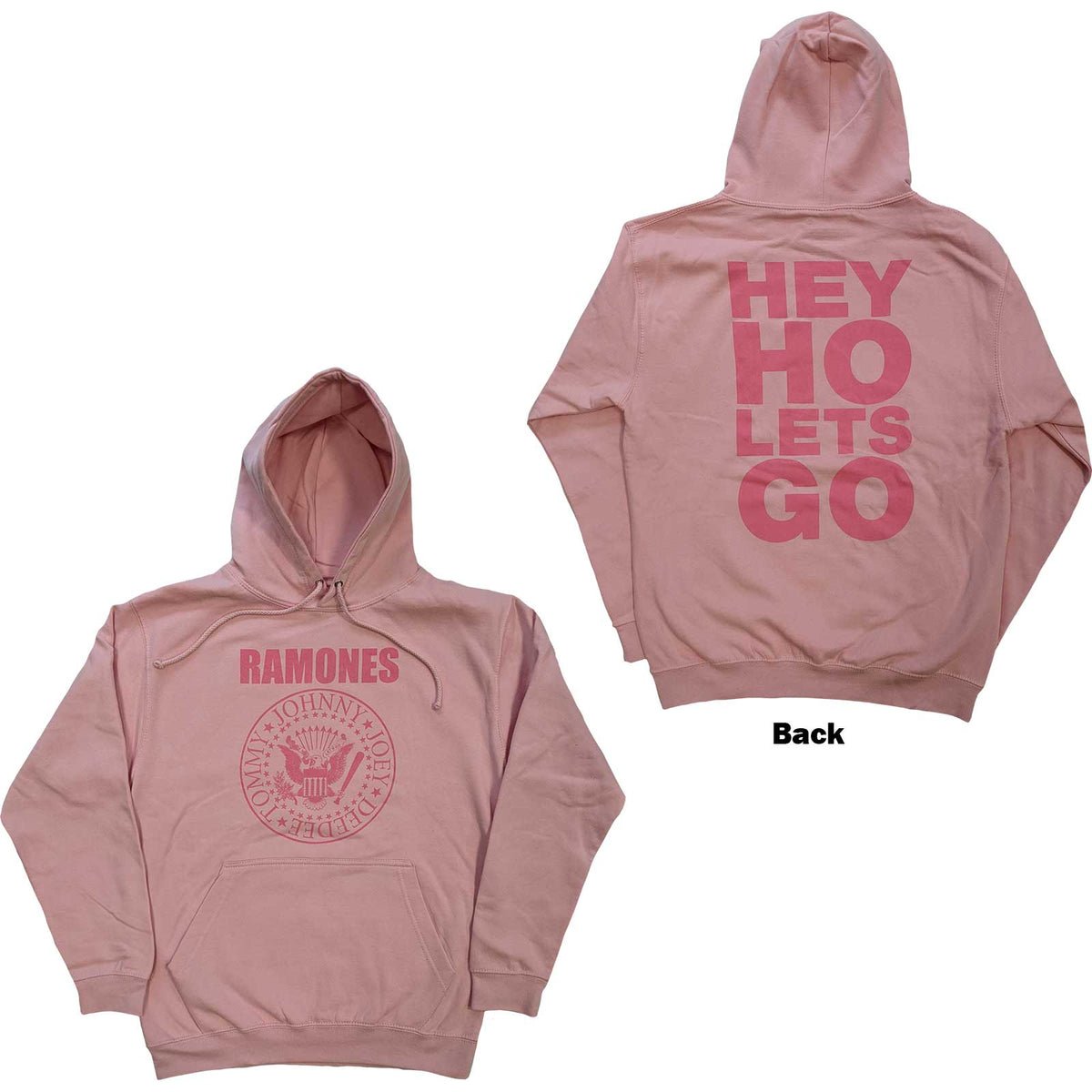 Ramones Adult Unisex Hoodie - Pink Hey Ho Seal - Official Licensed Design
