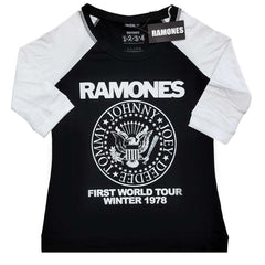 The Ramones Ladies Raglan T-Shirt - First World Tour 1978 - Official Licensed Design