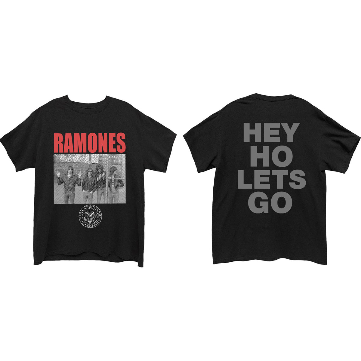 The Ramones Adult Unisex T-Shirt - Cage Photo (Back Print)  - Official Licensed Design