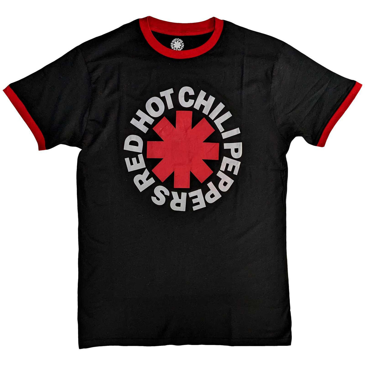 T-shirt unisexe Ringer Red Hot Chili Peppers - Logo astérisque classique - Conception sous licence officielle