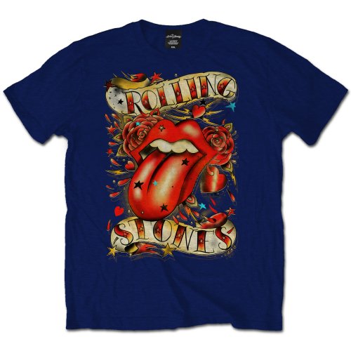 The Rolling Stones Unisex T-Shirt- Tongue & Stars - Official Licensed