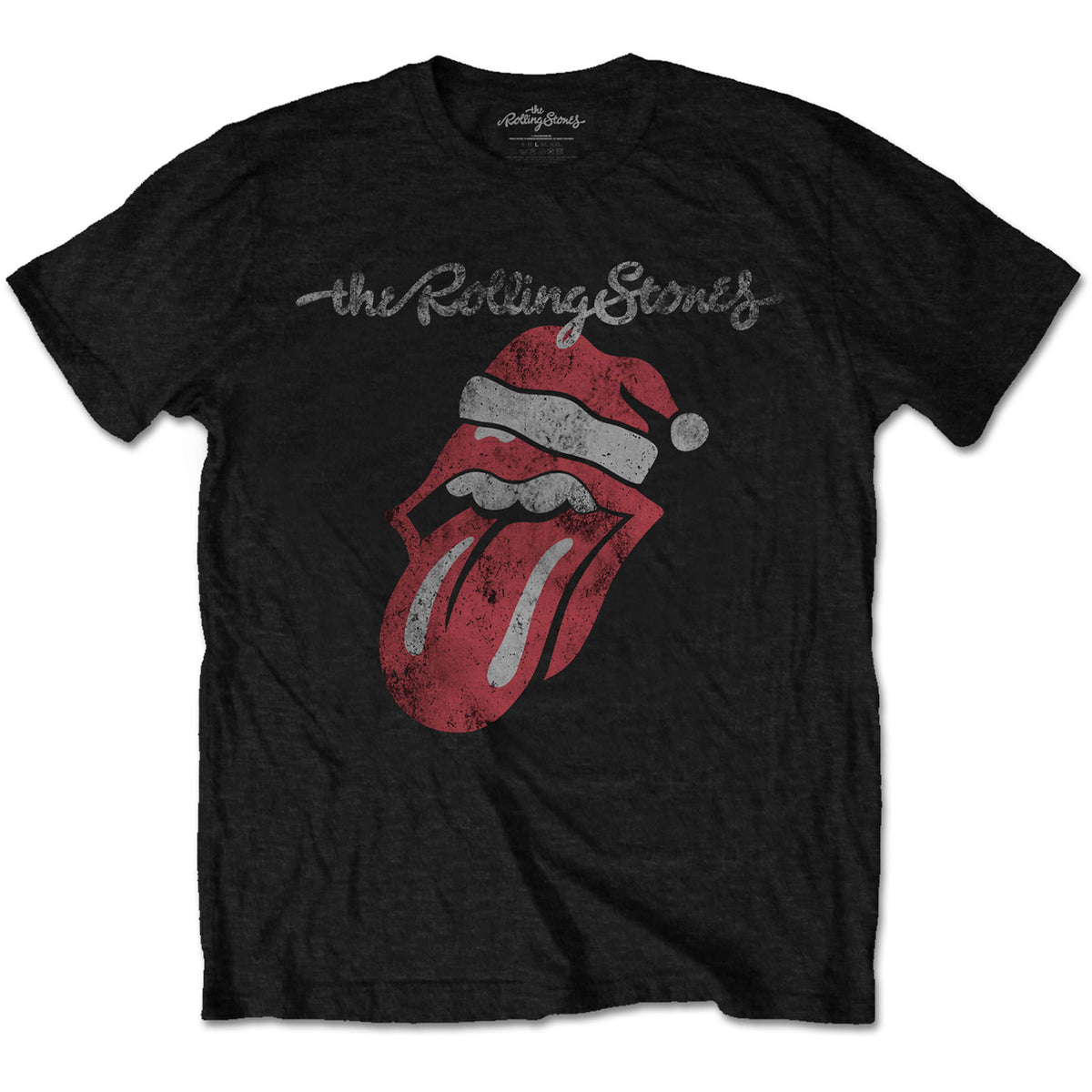 The Rolling Stones Weihnachts-T-Shirt – Santa Lick – Schwarz, Unisex, offizielles Lizenzdesign