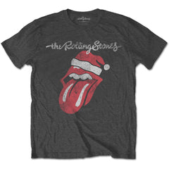 The Rolling Stones Christmas T-Shirt - Santa Lick - Grey Unisex Official Licensed Design