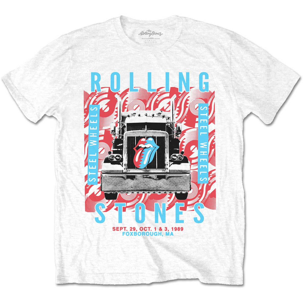 The Rolling Stones - Steel Wheels  Tour '89 - White Official Licensed Unisex T-Shirt