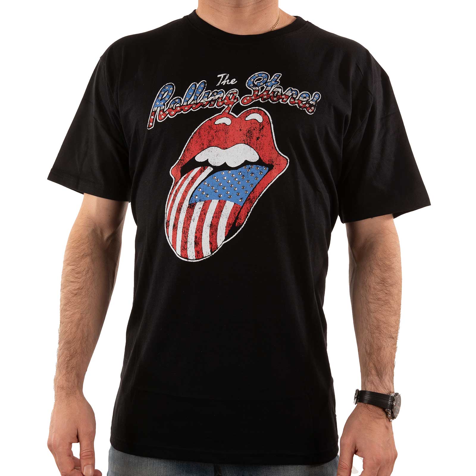 The Rolling Stones - USA Tongue (Diamante) - Official Licensed Unisex T-Shirt