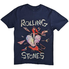 The Rolling Stones T-Shirt für Erwachsene – Hackney Diamonds Heart – Marineblau, offiziell lizenziertes Design