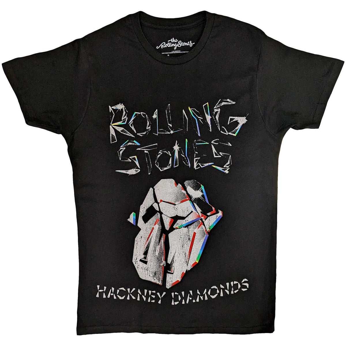 T-shirt pour adulte des Rolling Stones – Logo délavé des Hackney Diamonds – Design sous licence officielle