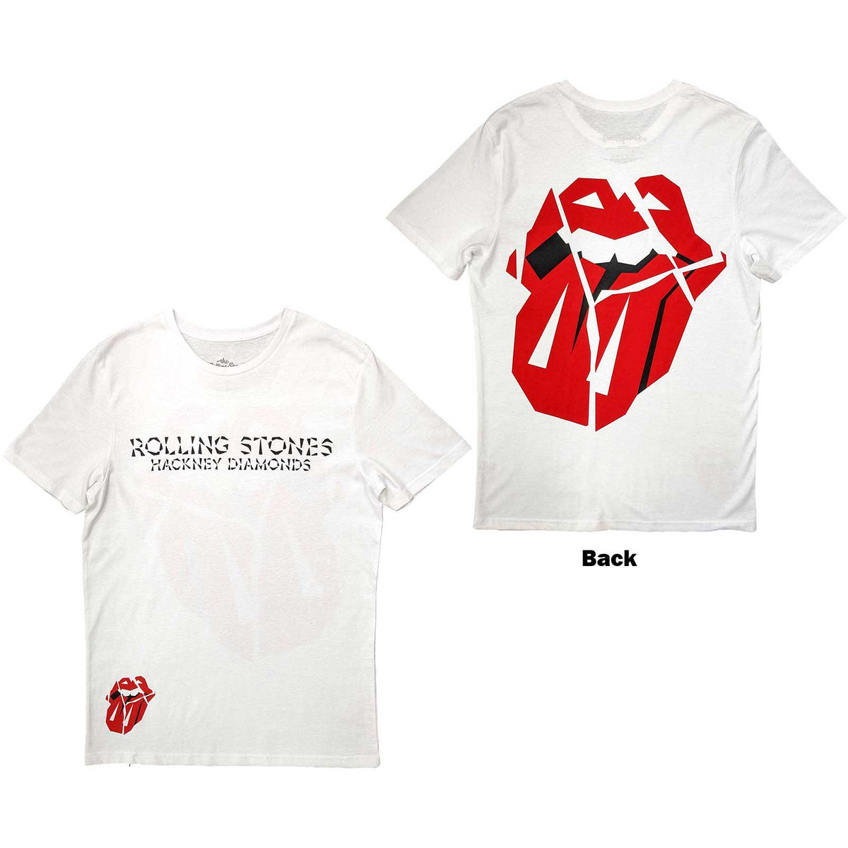 The Rolling Stones T-Shirt für Erwachsene – Hackney Diamonds Lick (Rückendruck), weiß, offiziell lizenziertes Design