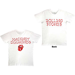 T-shirt pour adulte des Rolling Stones – Hackney Diamonds (impression au dos) Blanc – Design sous licence officielle