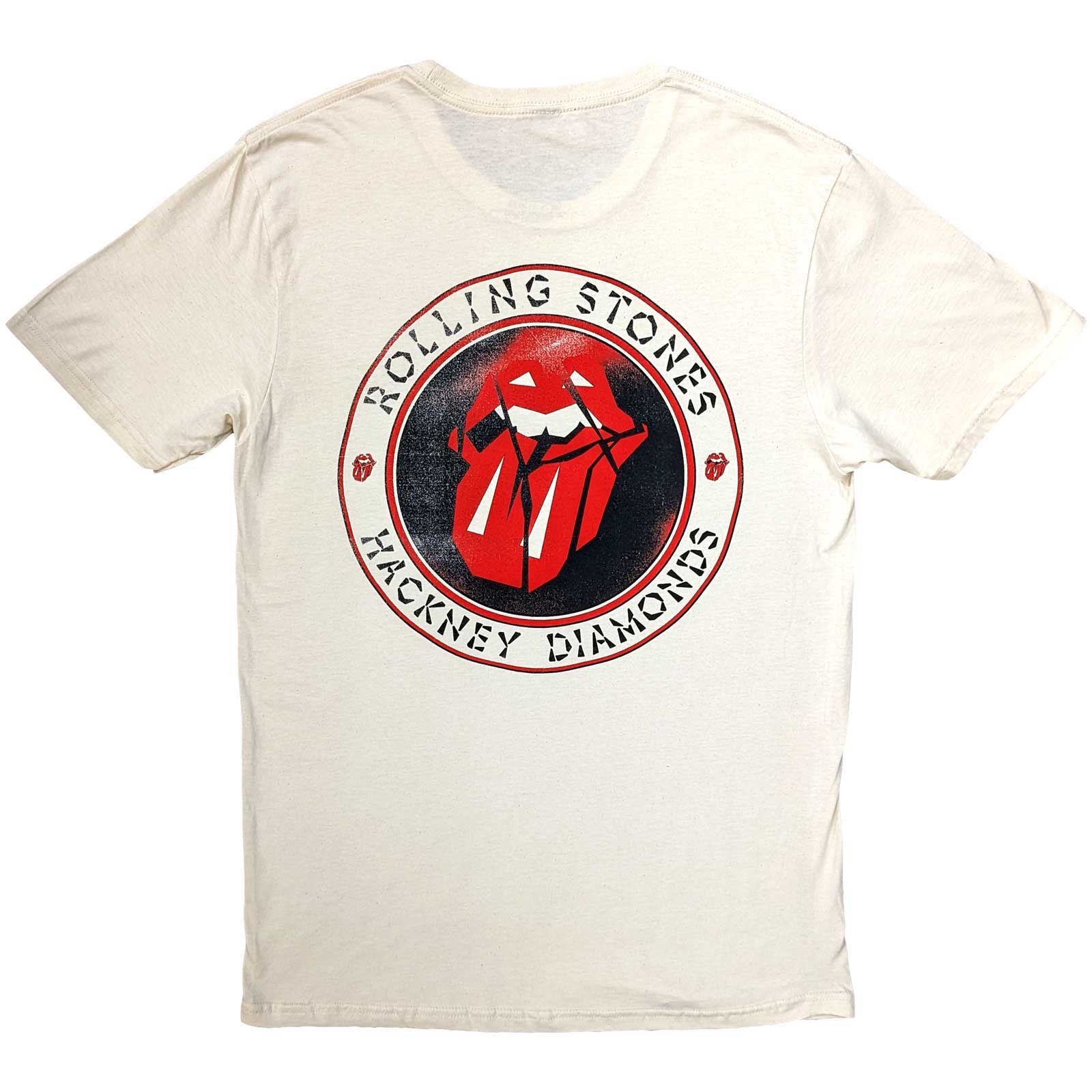 The Rolling Stones Adult T-Shirt - Hackney Diamonds Circle Label (Back Print) White - Official Licensed Design