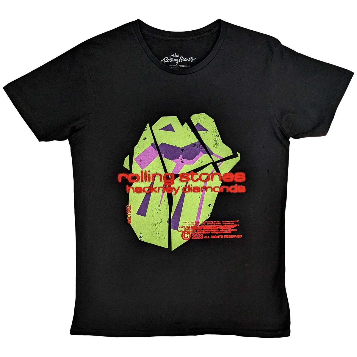 The Rolling Stones Unisex T-Shirt – Hackney Diamonds Neon Tongue – Offizielles Lizenzdesign