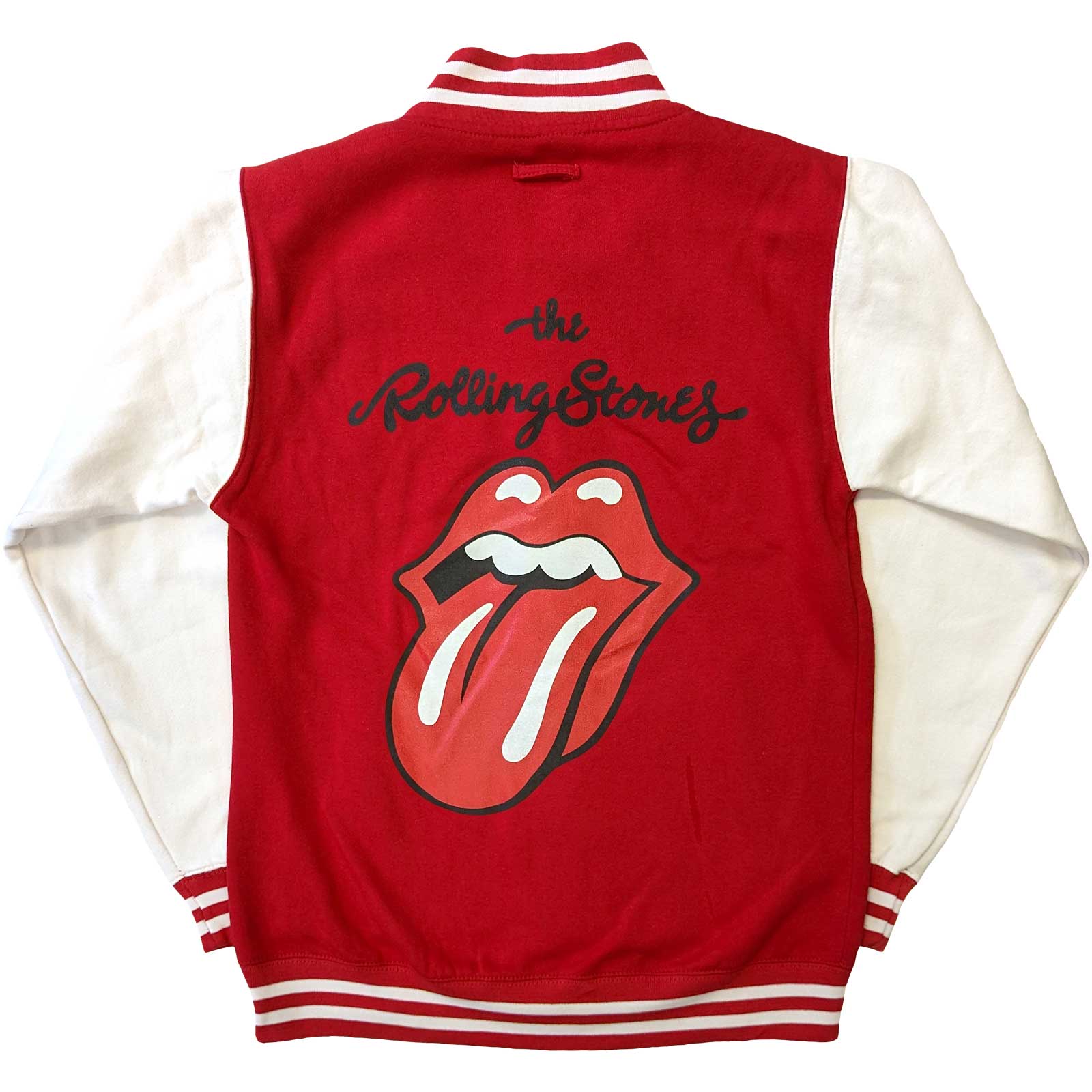 The Rolling Stones Varsity Jacket - Classic Tongue (Back Print) - Red Official Licensed Design