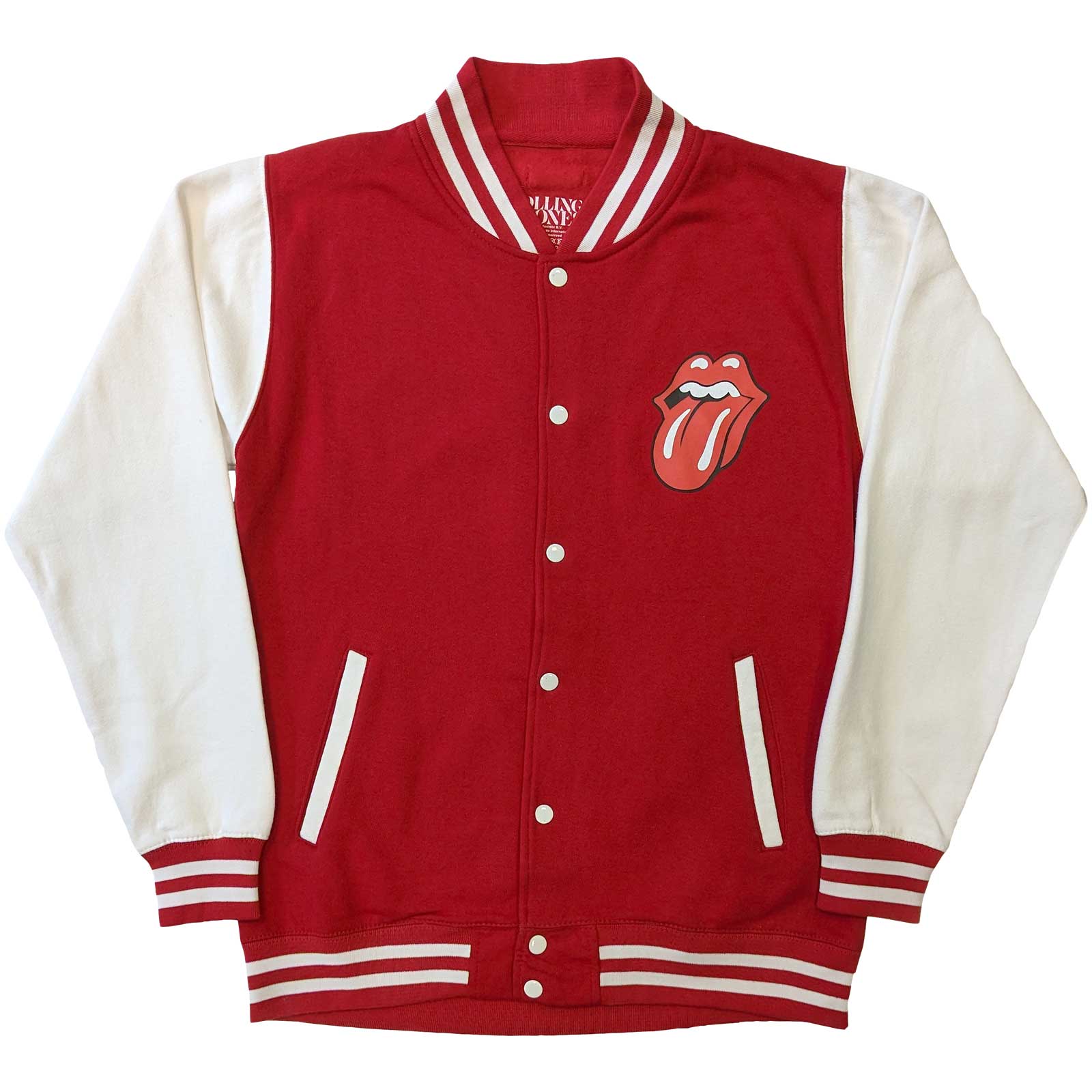 The Rolling Stones Varsity Jacket - Classic Tongue (Back Print) - Red Official Licensed Design