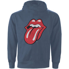 The Rolling Stones Sweat à capuche zippé – Langue classique (impression au dos) Bleu marine – Design sous licence officielle