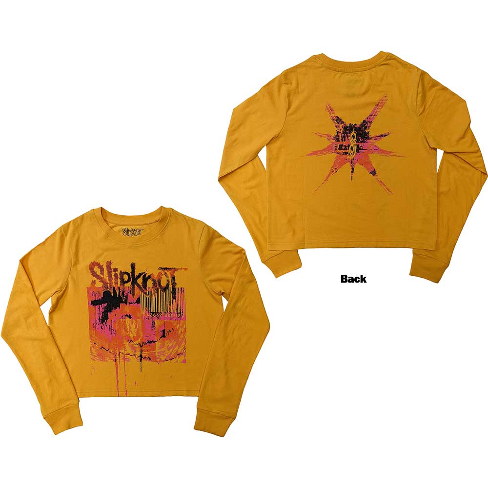 Slipknot Ladies Longsleeve Crop Top - The End So Far Barcode  - Official Licensed Design