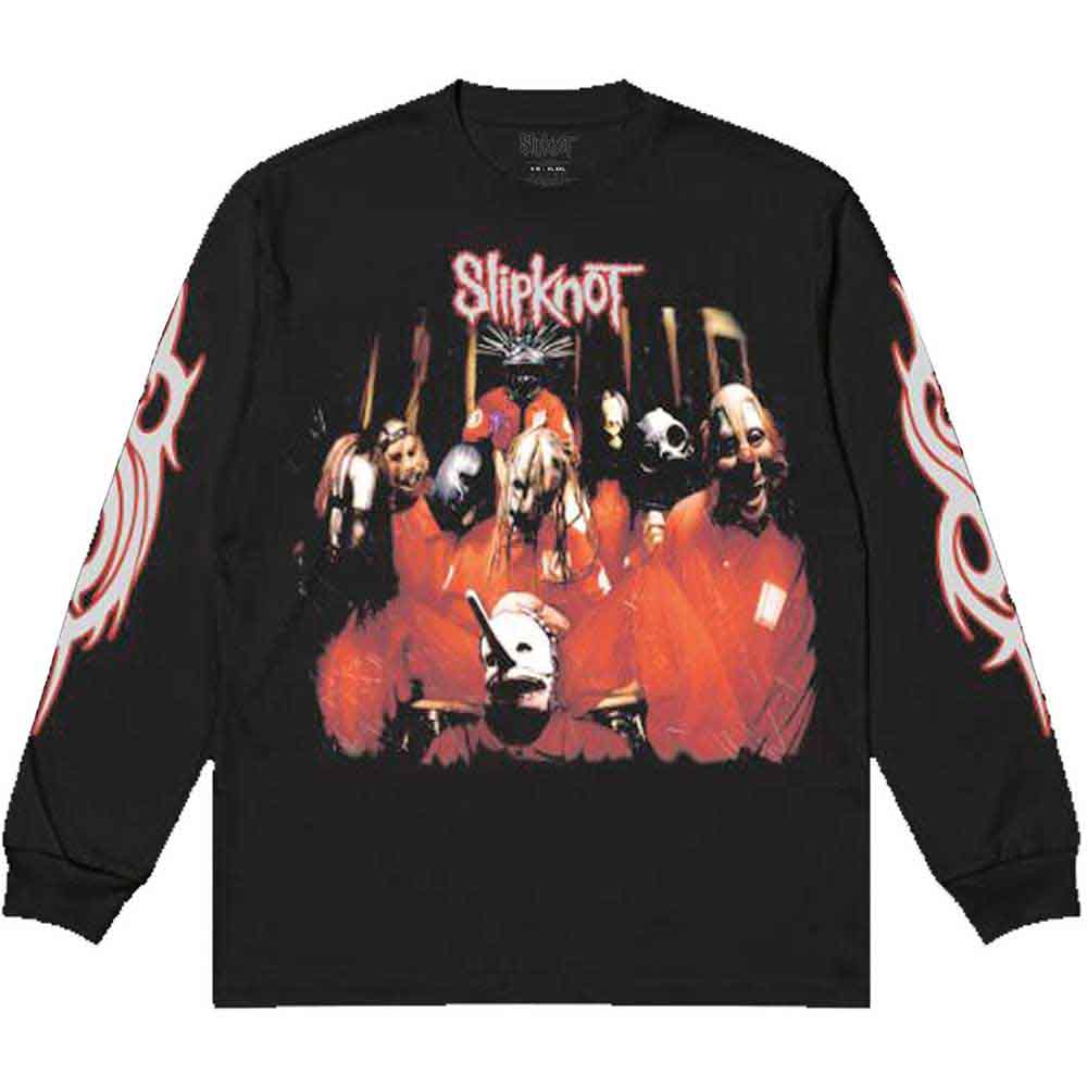 Slipknot Unisex-T-Shirt mit langen Ärmeln – Shrouded Group (Rückendruck) – offizielles Unisex-Lizenzdesign – weltweiter Versand