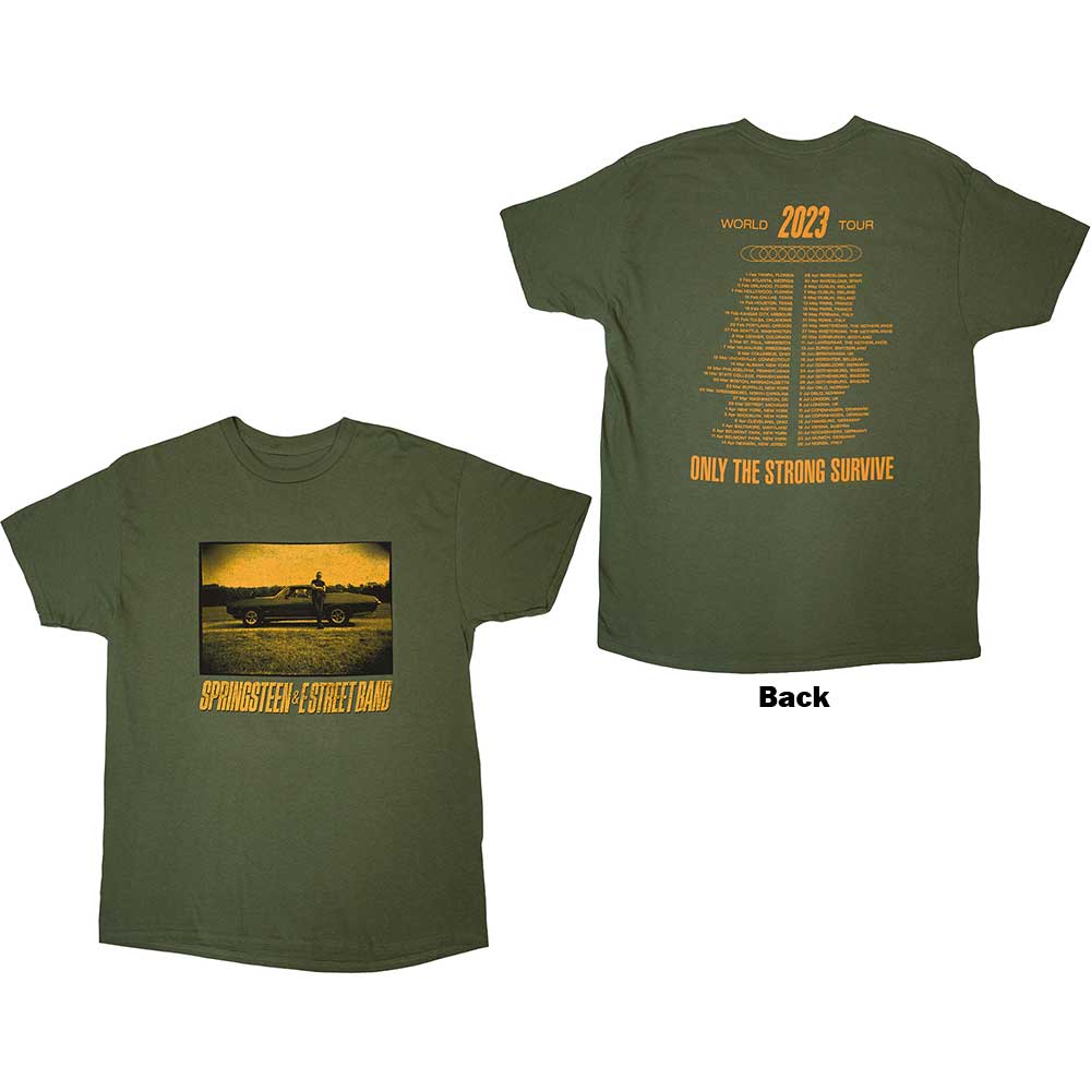 Bruce Springsteen T-Shirt - Tour Sepia Car (Back Print) - Unisex Official Licensed Design
