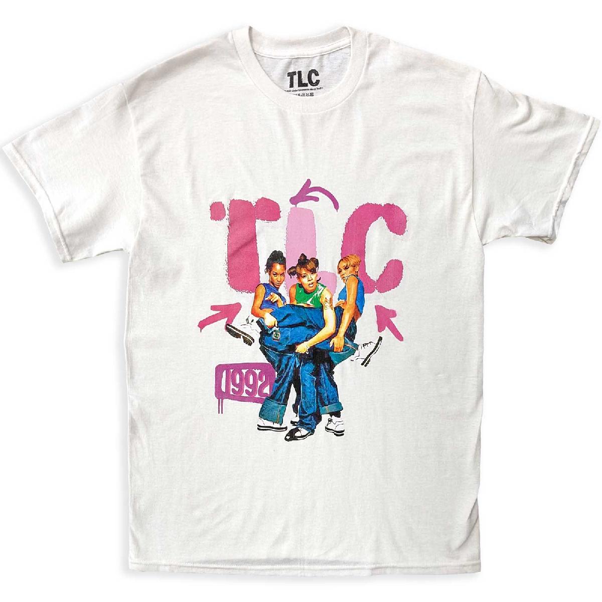 TLC Unisex T-Shirt - Kicking Group - White Unisex Official Licensed Design