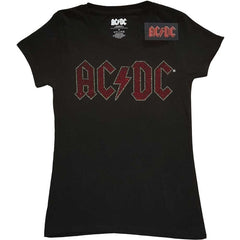 AC/DC Ladies T-Shirt - Full Colour Logo Diamante Design - Official Licensed Design - Worldwide Shipping - Jelly Frog