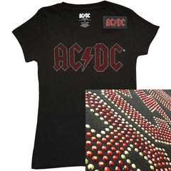 AC/DC Ladies T-Shirt - Full Colour Logo Diamante Design - Official Licensed Design - Worldwide Shipping - Jelly Frog