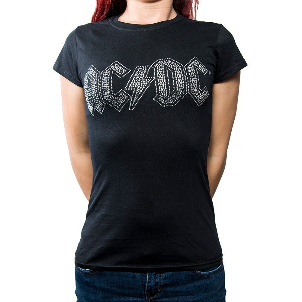 AC/DC Ladies T-Shirt - Logo Diamante Design - Official Licensed Design - Worldwide Shipping - Jelly Frog