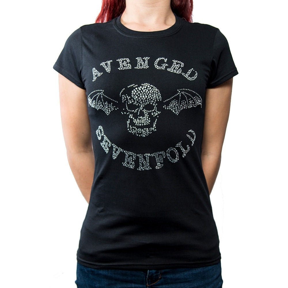 Avenged Sevenfold Ladies T-Shirt - Death Bat Diamante Design - Official Licensed Design - Worldwide Shipping - Jelly Frog