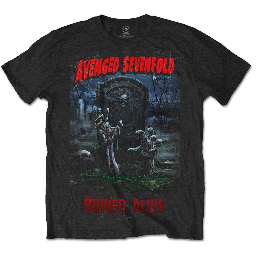 Avenged sevenfold Unisex T-shirt - Buried Alive Tour 2012 (Back Print) - Official Licensed T-Shirt - Worldwide Shipping - Jelly Frog