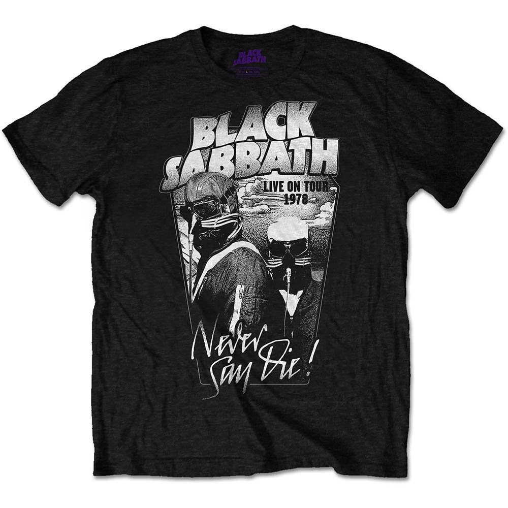 Black Sabbath Adult T-Shirt - Never Say Die Live On Tour 1978 - Official Licensed Design - Worldwide Shipping - Jelly Frog