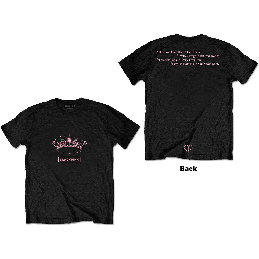 BlackPink Unisex T-Shirt - The Album Crown (Back Print) Black Official Licensed Design - Worldwide Shipping - Jelly Frog