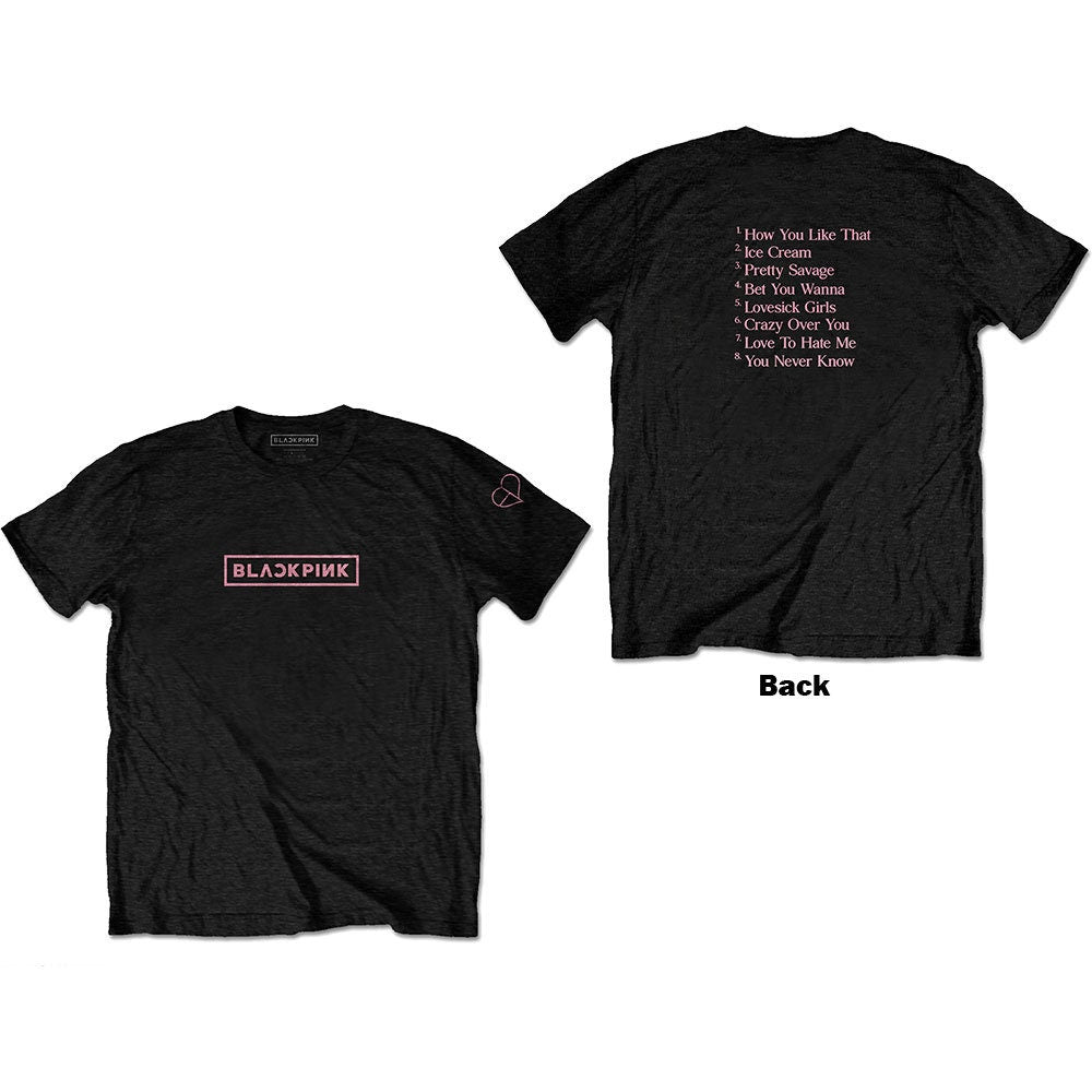 BlackPink Unisex T-Shirt - The Album Track List (Back Print) Official Licensed Design - Worldwide Shipping - Jelly Frog
