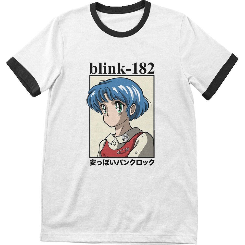 Blink 182 T-Shirt - Anime Ringer - Unisex Official Licensed Design - Worldwide Shipping - Jelly Frog