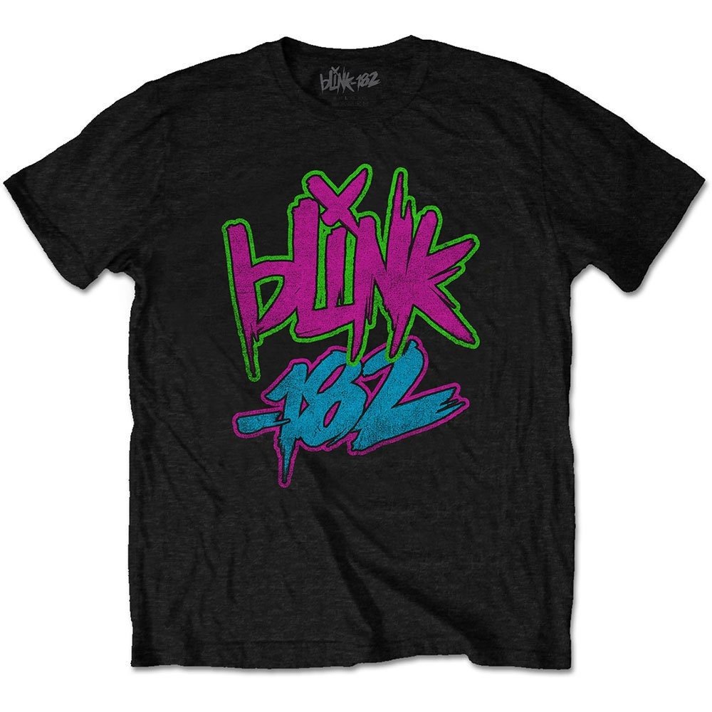 Blink 182 T-Shirt - Neon Logo - Black Unisex Official Licensed Design - Worldwide Shipping - Jelly Frog