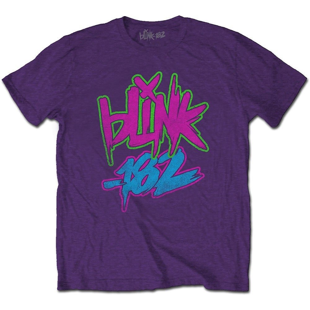Blink 182 T-Shirt - Neon Logo - Purple Unisex Official Licensed Design - Worldwide Shipping - Jelly Frog