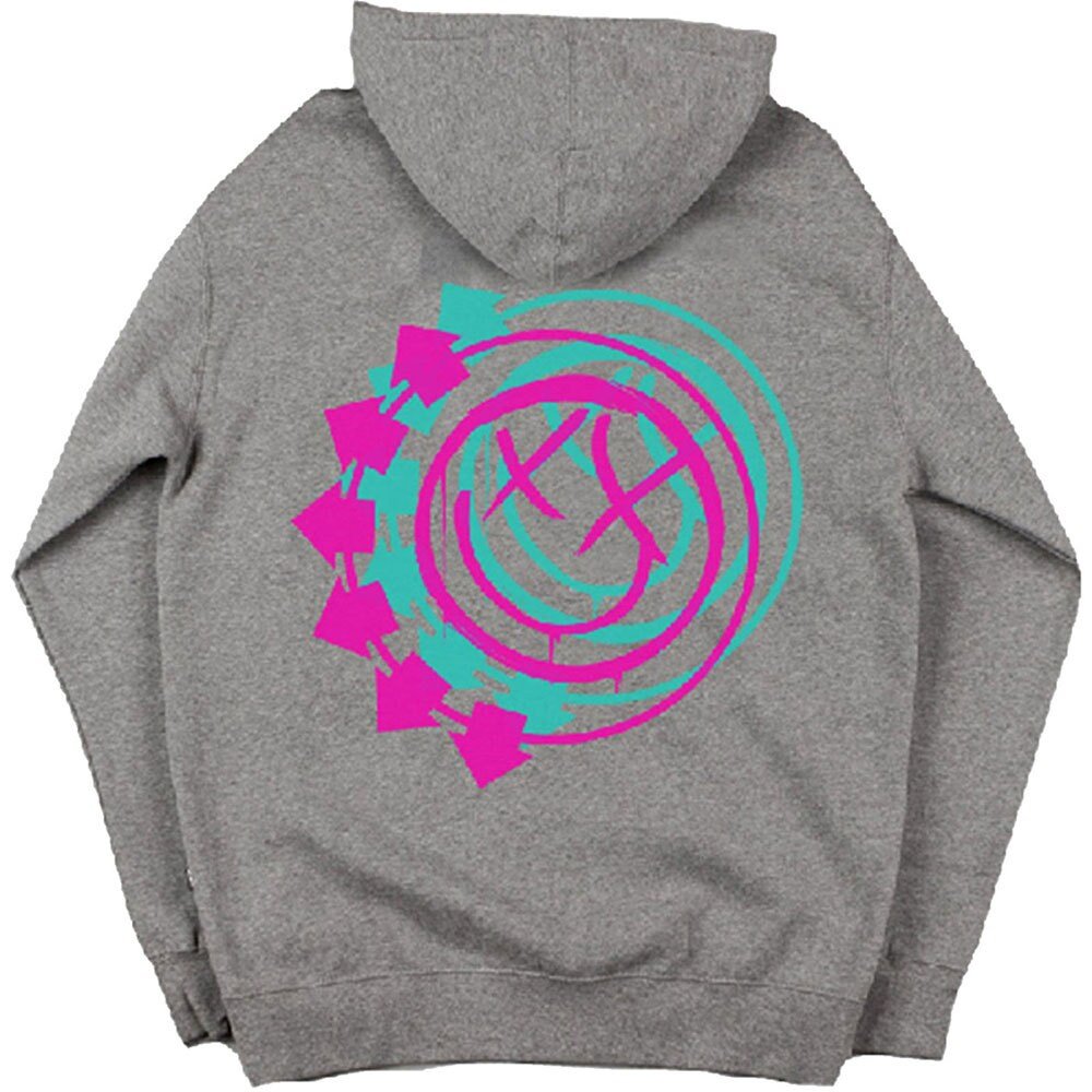 Blink 182 Unisex Zipped Hoodie - Double Six Arrow Smiley - Grey Unisex Official Licensed Design - Worldwide Shipping - Jelly Frog