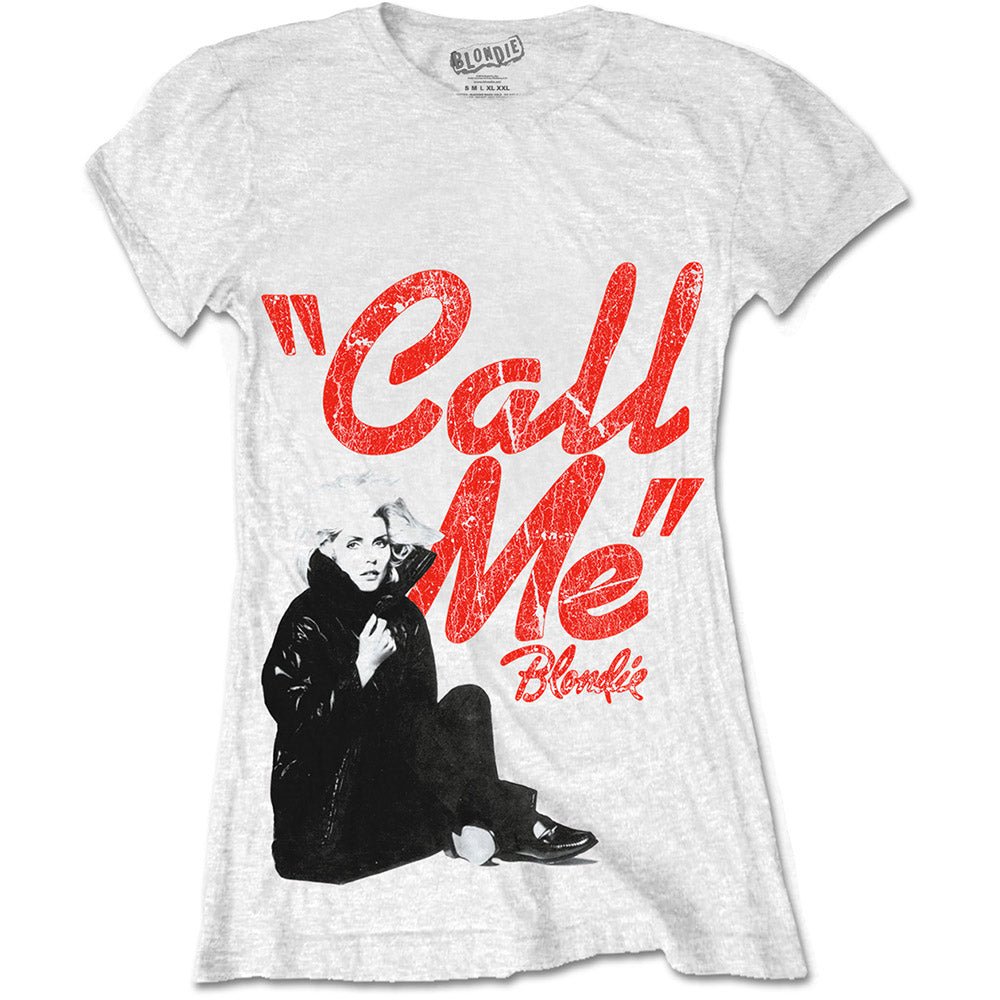 Blondie Ladies T-Shirt - Call Me - White Official Licensed Design - Jelly Frog