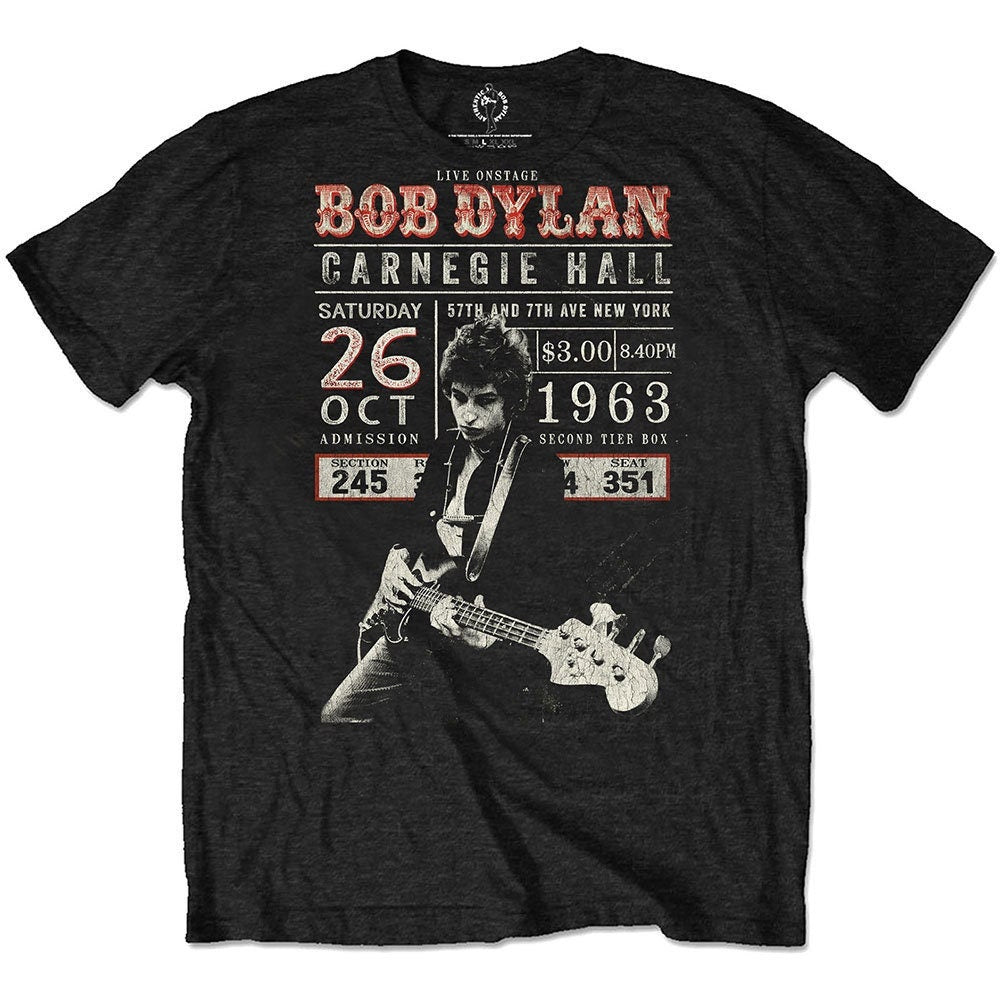 Bob Dylan Adult T-Shirt - Carnegie Hall '63 (Eco-Friendly) - Official Licensed Design - Worldwide Shipping - Jelly Frog