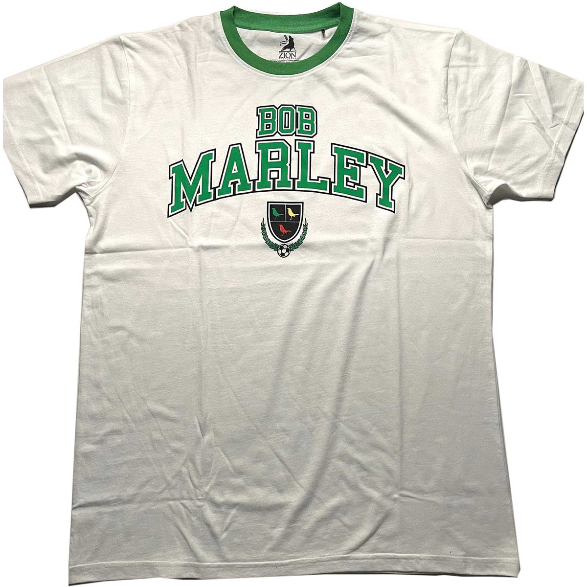 Bob Marley T-Shirt - Collegaite Crest - Unisex Ringer Official Licensed Design - Worldwide Shipping - Jelly Frog