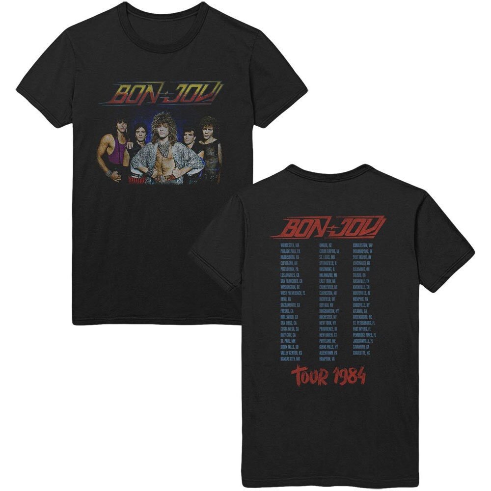 Bon Jovi T-Shirt - 84 Tour (Back Print) - Unisex Official Licensed Design - Worldwide Shipping - Jelly Frog