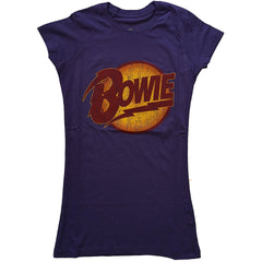 David Bowie Ladyfit T-Shirt - Vintage Diamond Dogs Logo Purple - Official Licensed Design - Jelly Frog