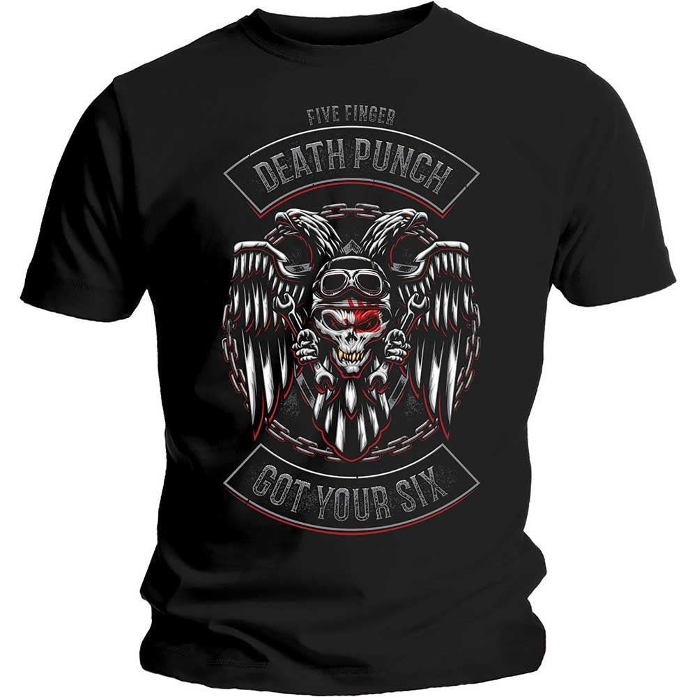 Five Finger Death Punch T-Shirt - Biker Badge - Unisex Official Licensed Design - Worldwide Shipping - Jelly Frog