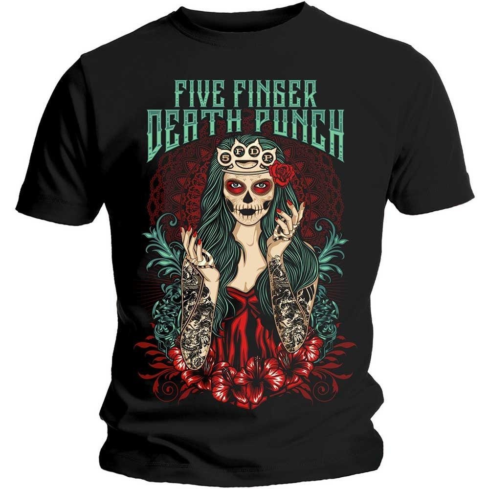 Five Finger Death Punch T-Shirt - Lady Muerta - Unisex Official Licensed Design - Worldwide Shipping - Jelly Frog