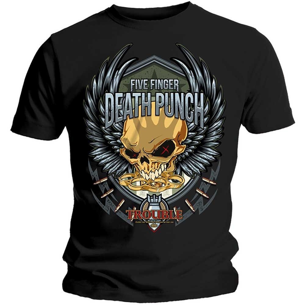 Five Finger Death Punch T-Shirt - Trouble - Unisex Official Licensed Design - Worldwide Shipping - Jelly Frog