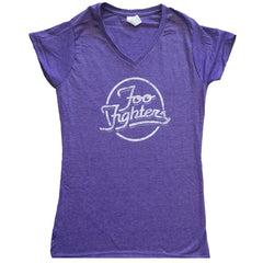 Foo Fighters Ladies T-Shirt - Text Logo - Purple Ladyfit Official Licensed Design - Jelly Frog
