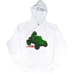 Gorillaz Hoodie - Green Jeep - White Unisex Pullover Official Licensed Design - Worldwide Shipping - Jelly Frog