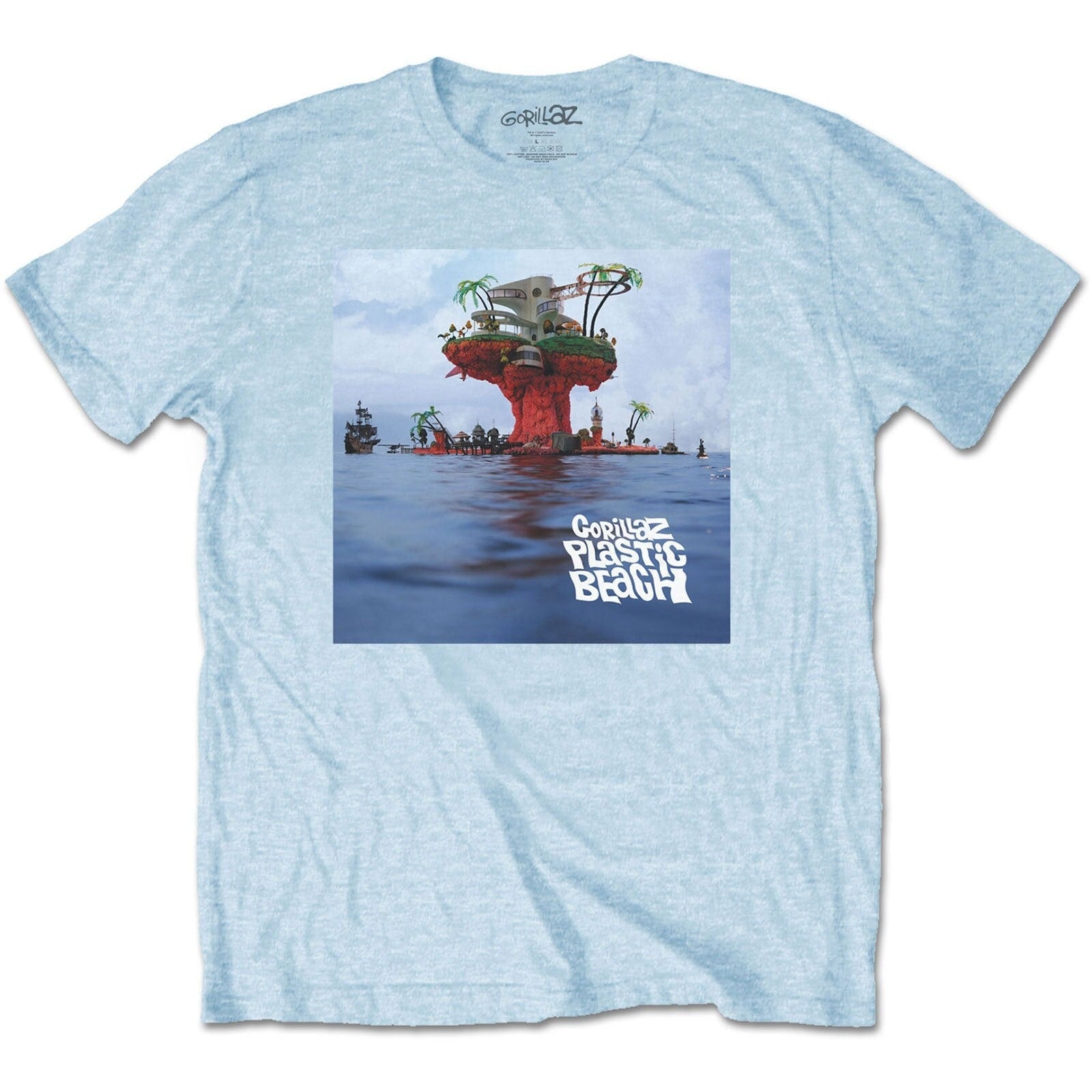 Gorillaz T-Shirt - Plastic Beach - Blue Unisex Official Licensed Design - Worldwide Shipping - Jelly Frog