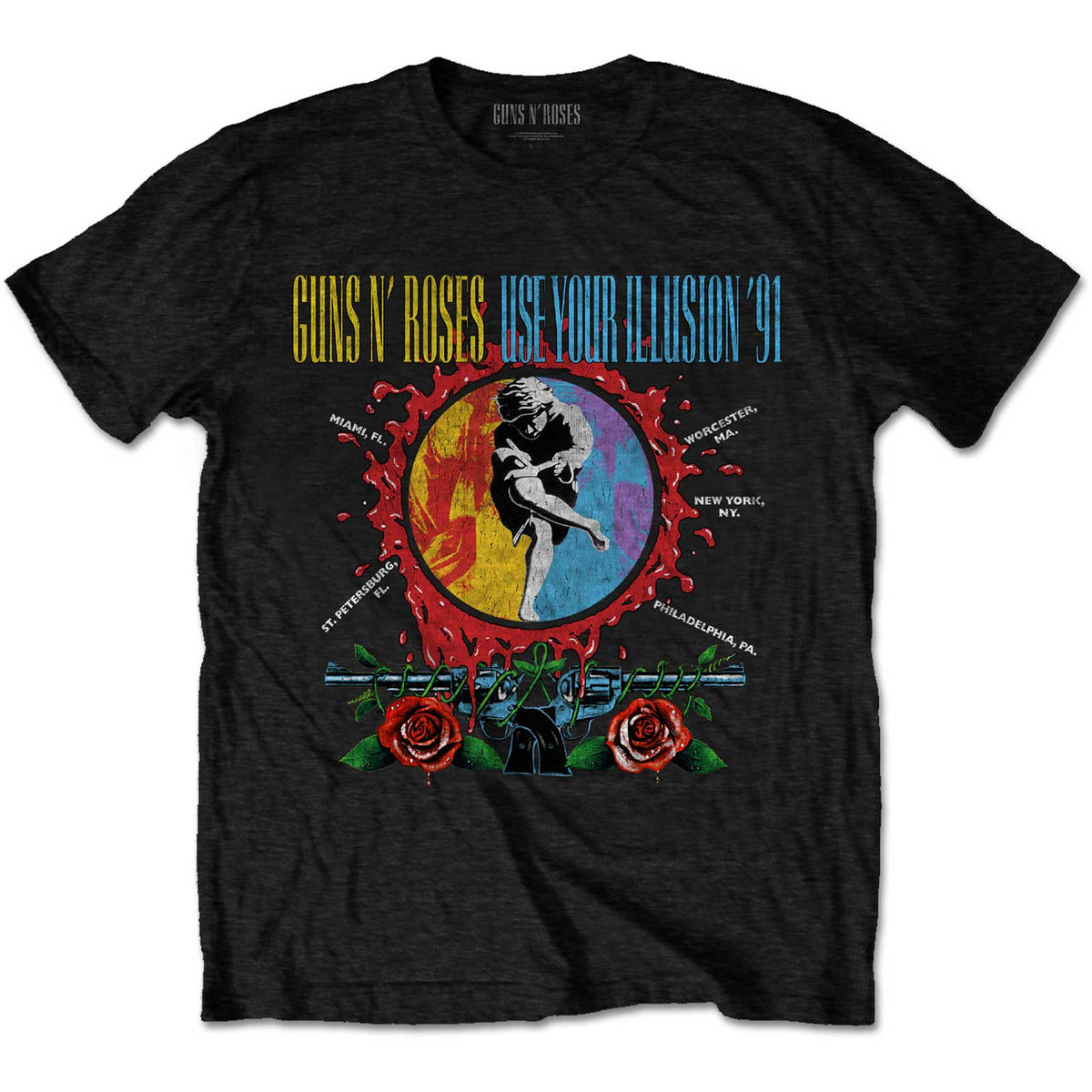 Guns N' Roses T-Shirt - Use your Illusion Circle Splat - Official Licensed Design - Jelly Frog