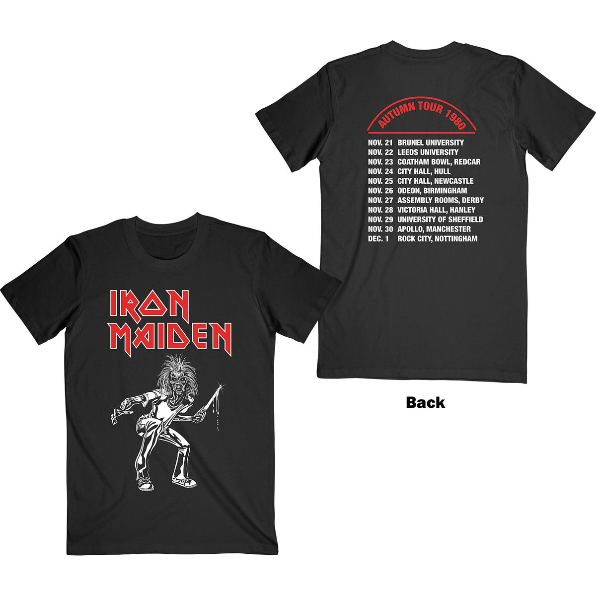 Iron Maiden Adult T-Shirt - Autumn Tour 1980 - Official Licensed Design - Jelly Frog
